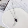 迴紋針➕珠鍊方型質感項鍊：圖片 3